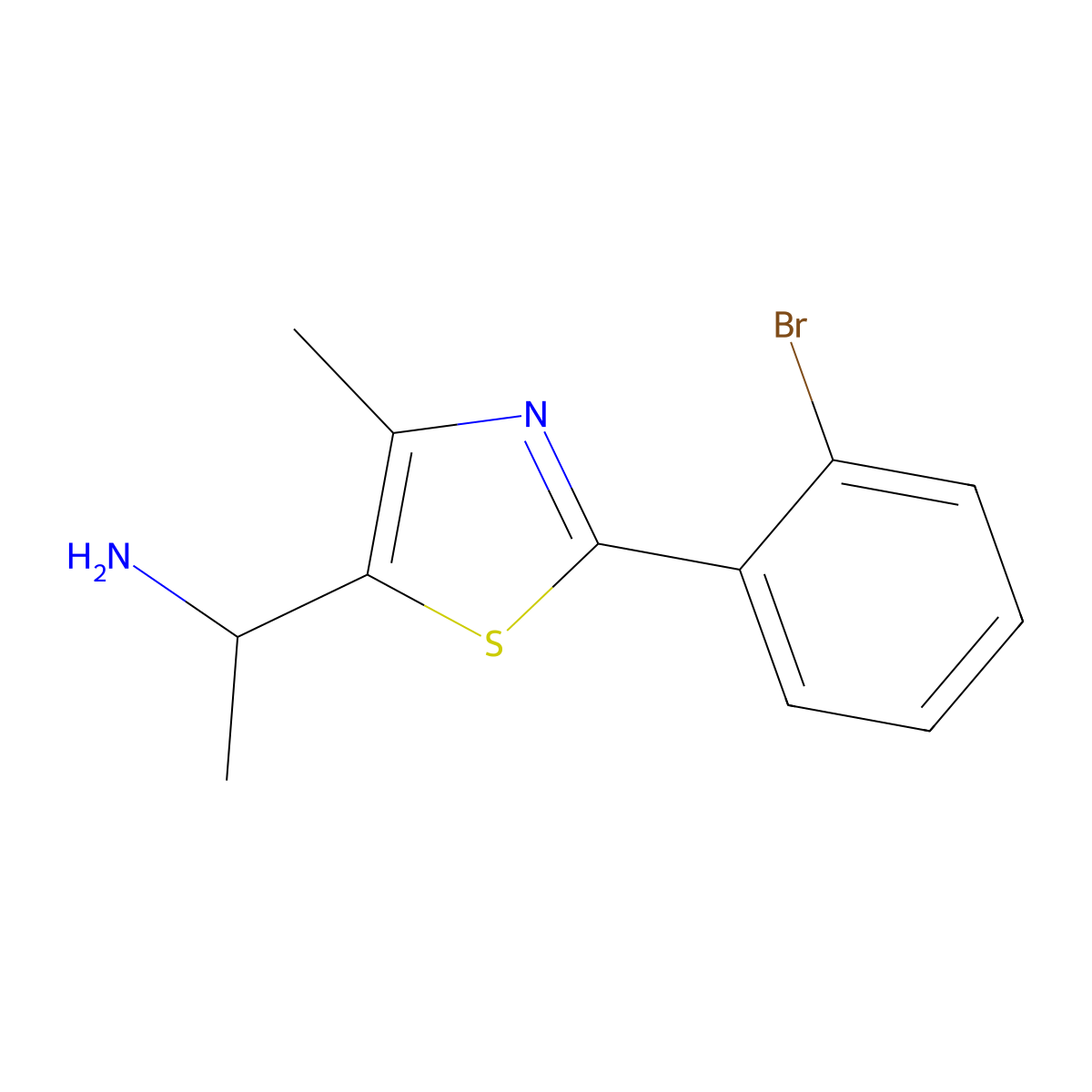 1-[2-(2-Bromophenyl)-4-methyl-1,3-thiazol-5-yl]ethan-1-amine molecular structure, CAS 1249254-72-5