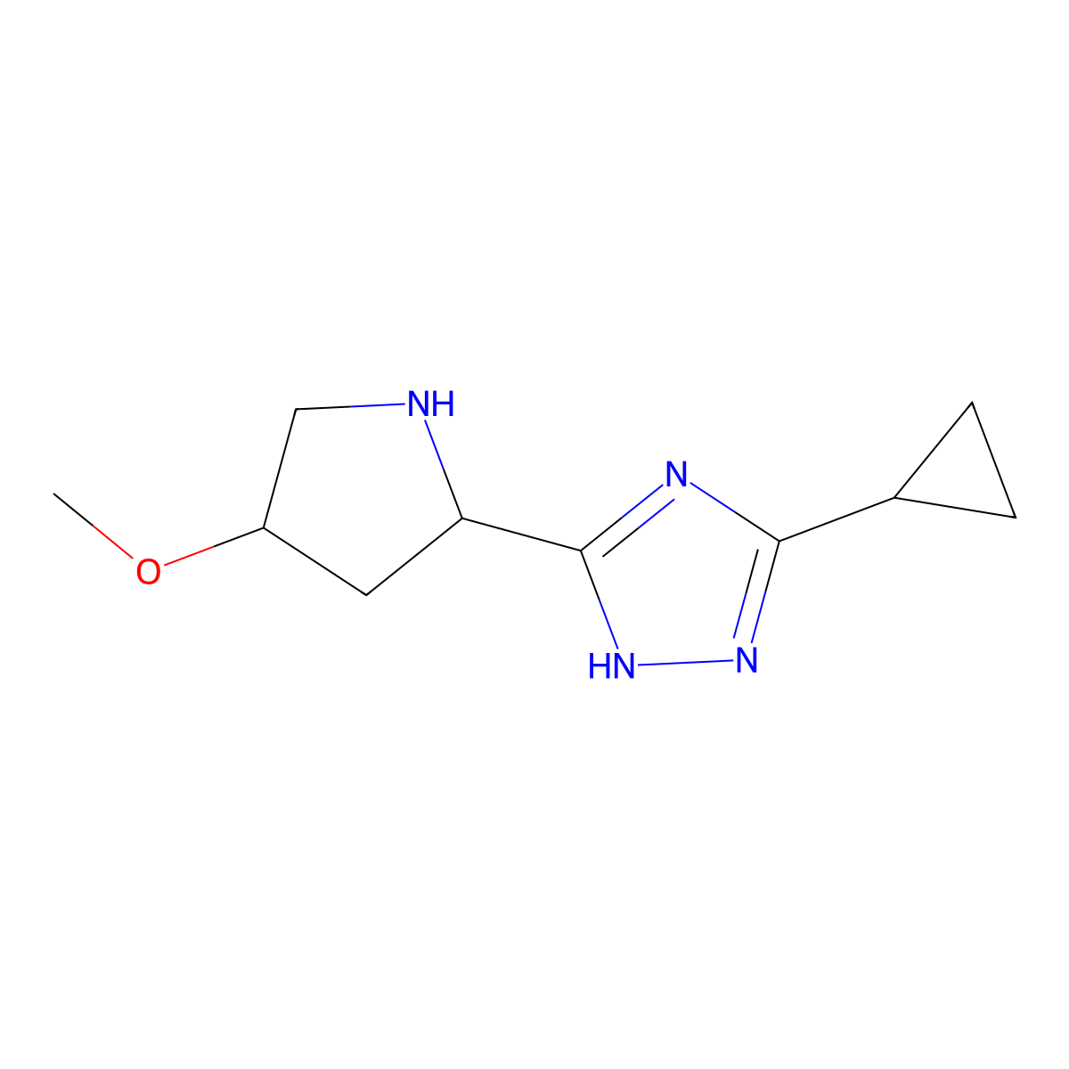 5-cyclopropyl-3-(4-methoxypyrrolidin-2-yl)-1H-1,2,4-triazole molecular structure, CAS 1249257-37-1