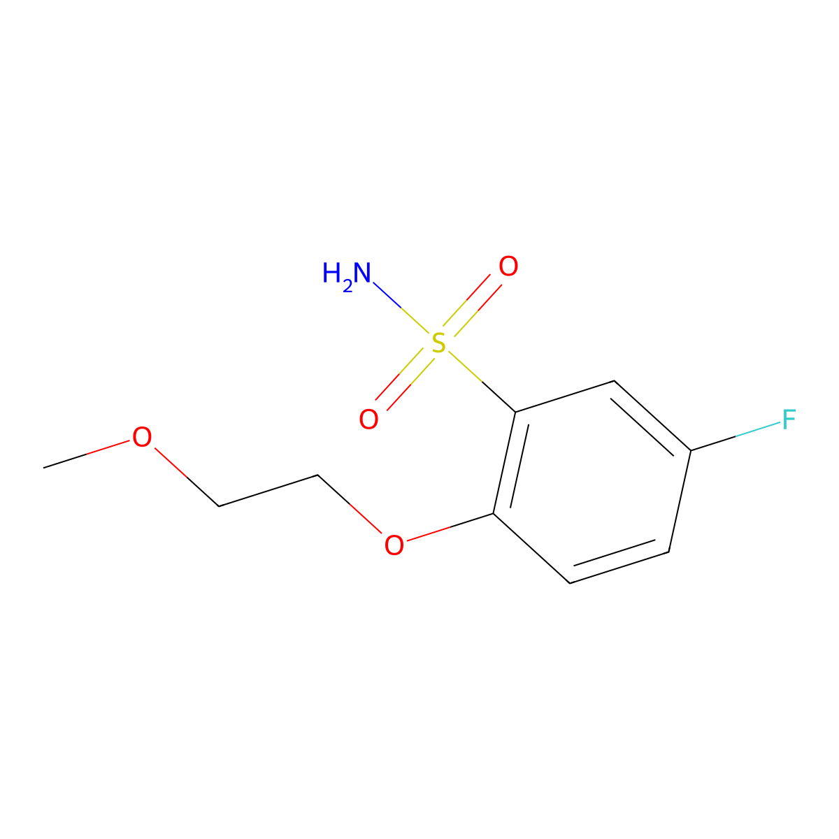 5-Fluoro-2-(2-methoxyethoxy)benzene-1-sulfonamide molecular structure, CAS 1249259-62-8
