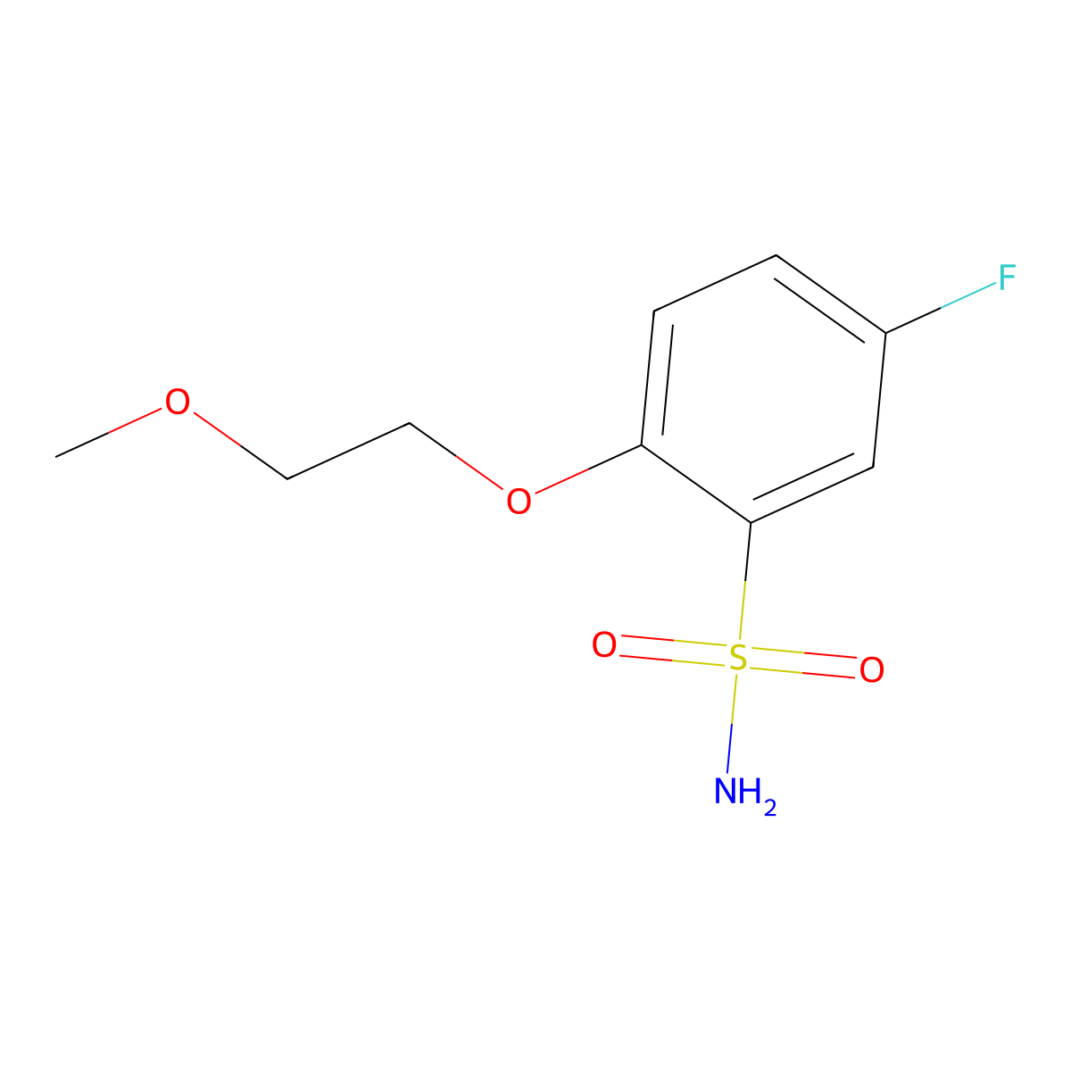 5-Fluoro-2-(2-methoxyethoxy)benzene-1-sulfonamide molecular structure, CAS 1249259-62-8