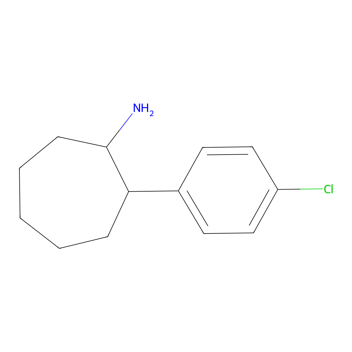 2-(4-Chlorophenyl)cycloheptan-1-amine molecular structure, CAS 1249261-65-1