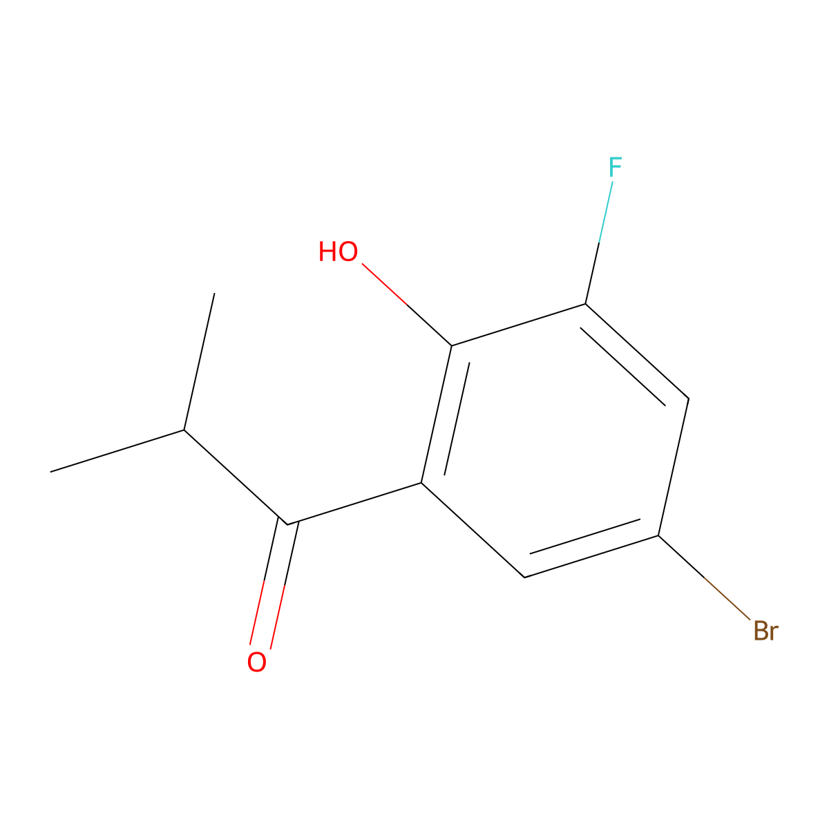 1-(5-Bromo-3-fluoro-2-hydroxyphenyl)-2-methylpropan-1-one molecular structure, CAS 1249263-39-5