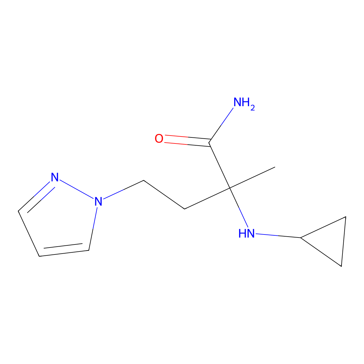 2-(Cyclopropylamino)-2-methyl-4-(1h-pyrazol-1-yl)butanamide molecular structure, CAS 1249263-78-2