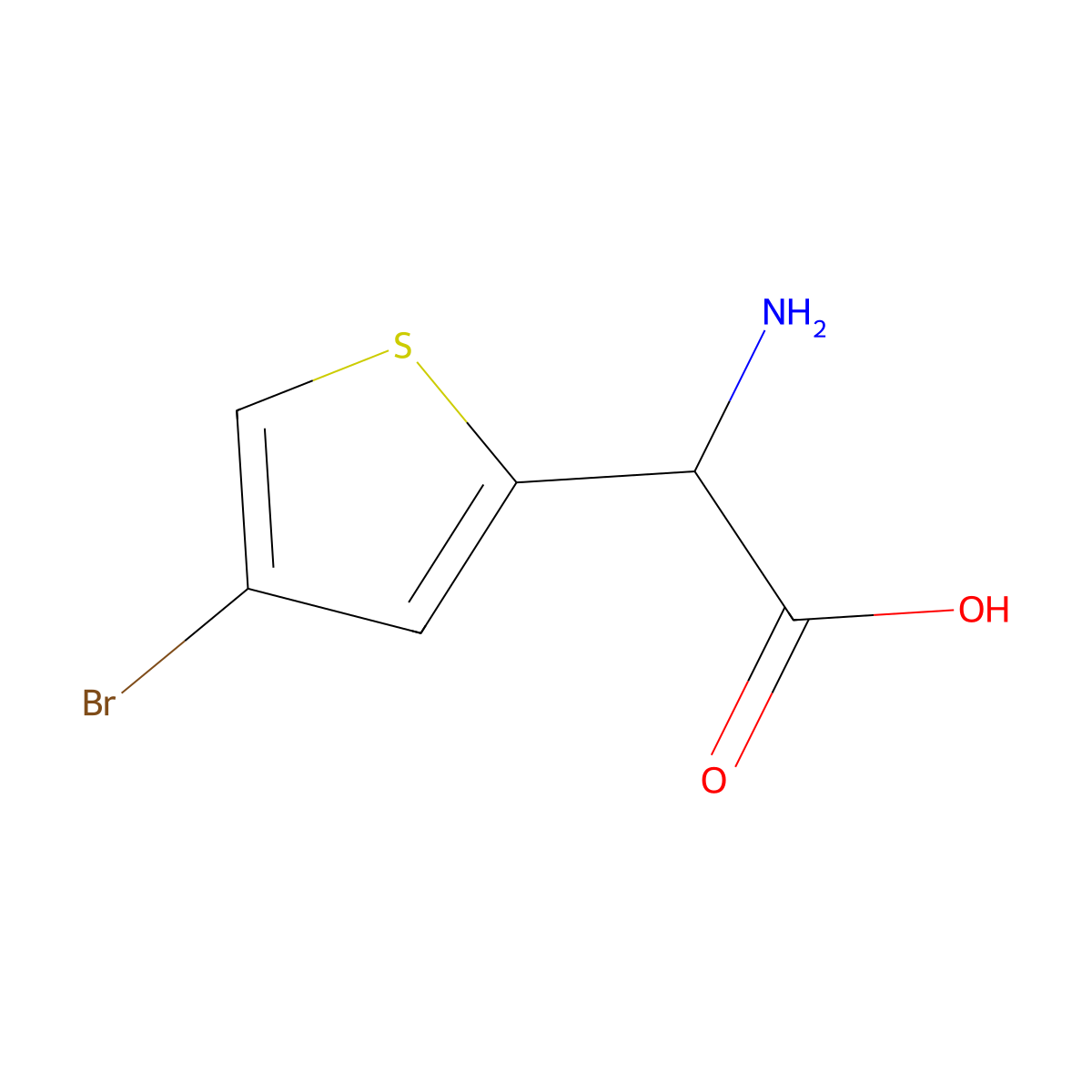 2-Amino-2-(4-bromothiophen-2-yl)acetic acid molecular structure, CAS 1249266-30-5