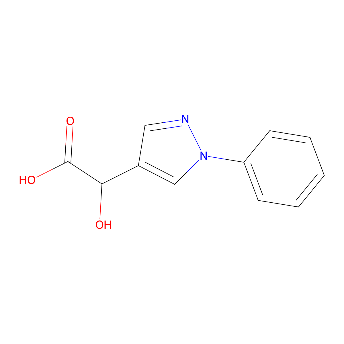 2-Hydroxy-2-(1-phenyl-1h-pyrazol-4-yl)acetic acid molecular structure, CAS 1249268-32-3