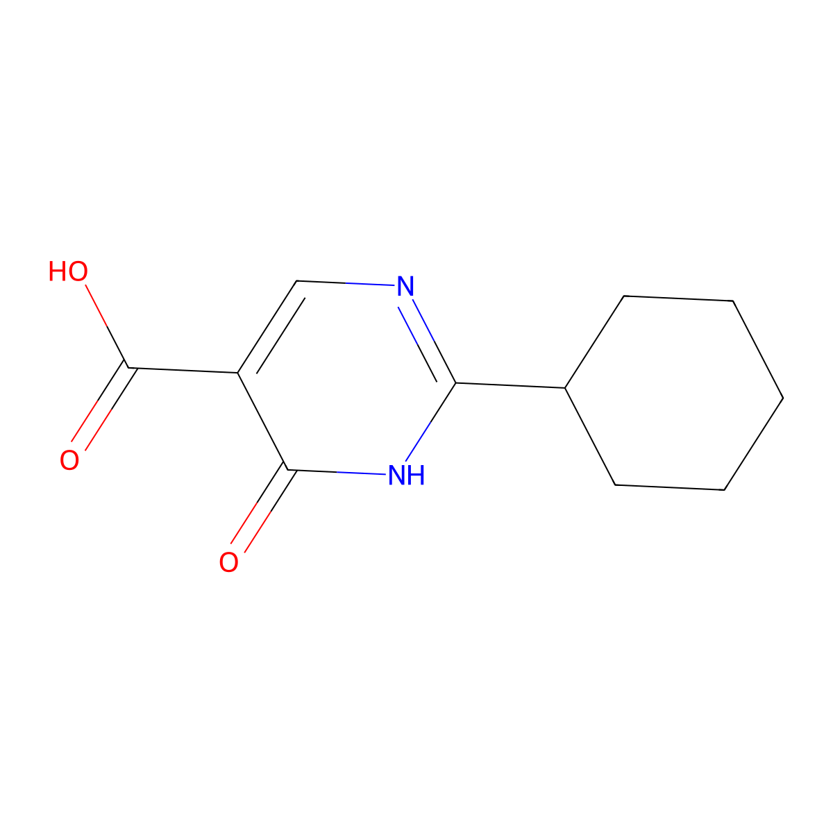 2-Cyclohexyl-6-oxo-1,6-dihydropyrimidine-5-carboxylic acid molecular structure, CAS 1249268-54-9