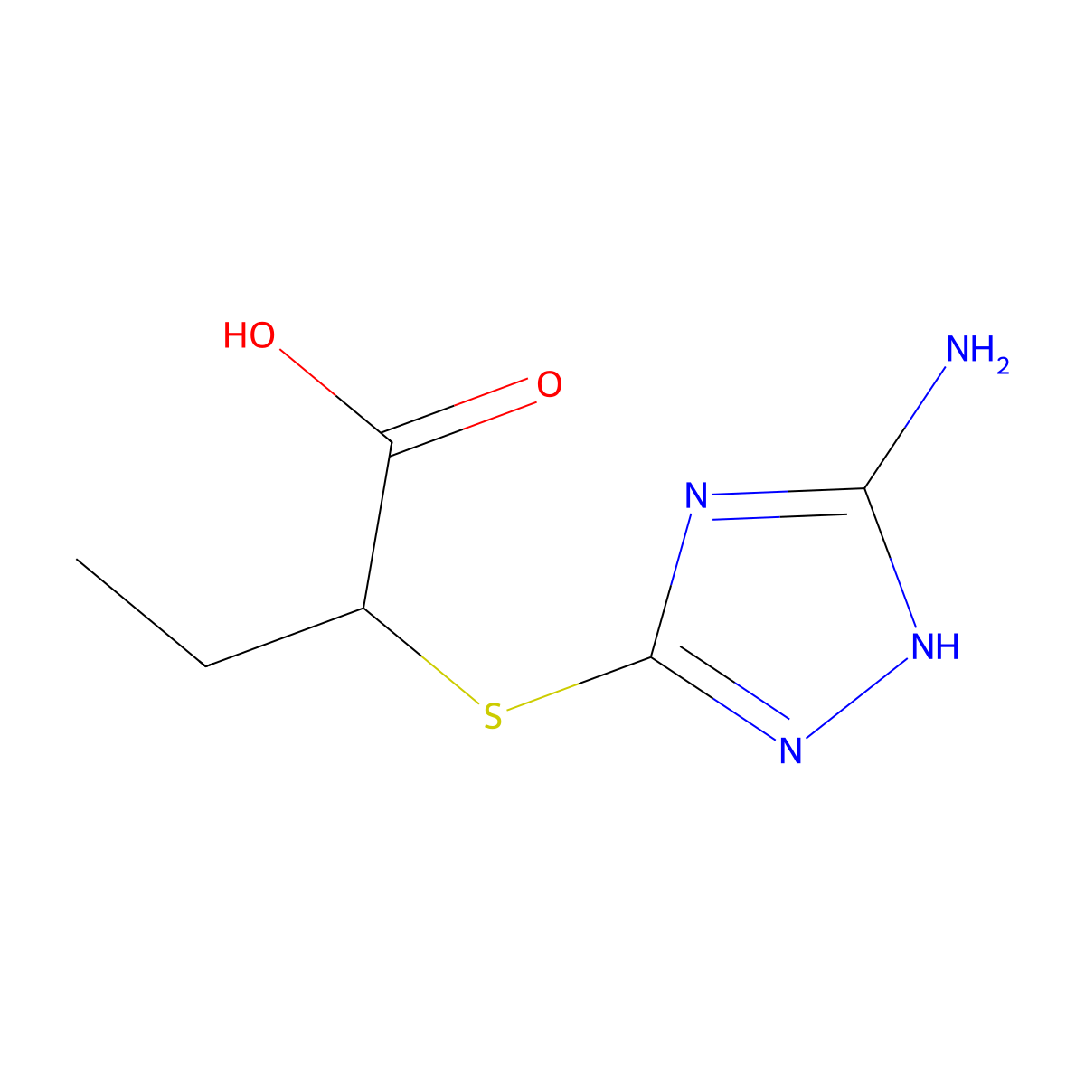 2-((5-Amino-1h-1,2,4-triazol-3-yl)thio)butanoic acid molecular structure, CAS 1249268-97-0