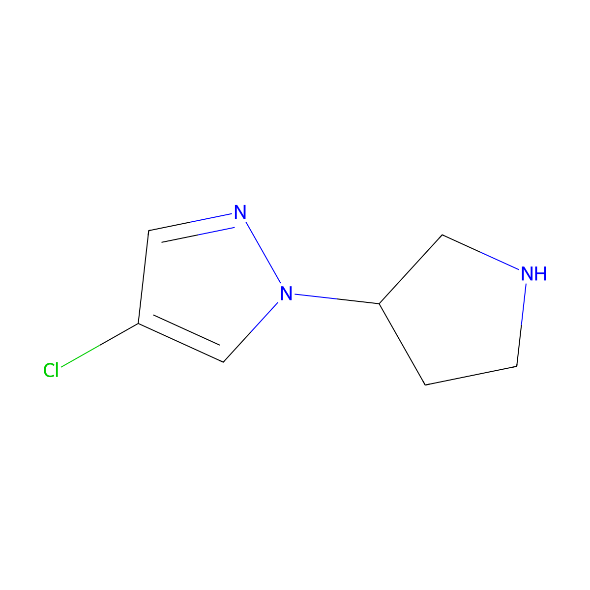 4-chloro-1-(pyrrolidin-3-yl)-1H-pyrazole molecular structure, CAS 1249269-25-7