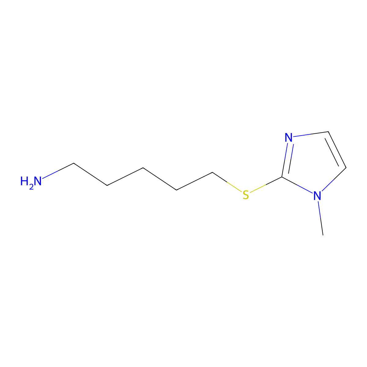 5-[(1-methyl-1H-imidazol-2-yl)sulfanyl]pentan-1-amine molecular structure, CAS 1249270-75-4
