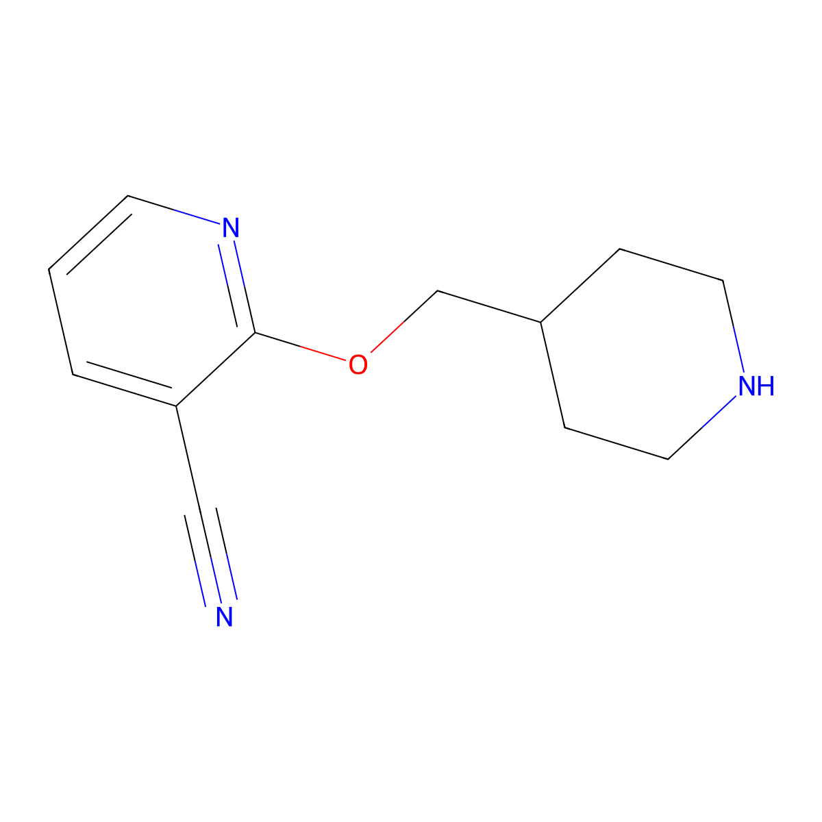 2-(Piperidin-4-ylmethoxy)nicotinonitrile molecular structure, CAS 1249272-96-5