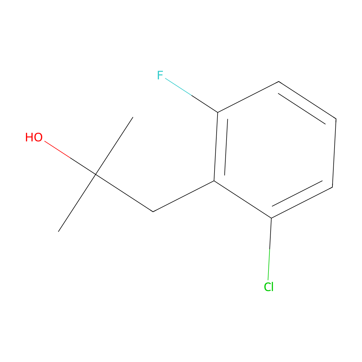 1-(2-Chloro-6-fluorophenyl)-2-methylpropan-2-ol molecular structure, CAS 1249273-13-9