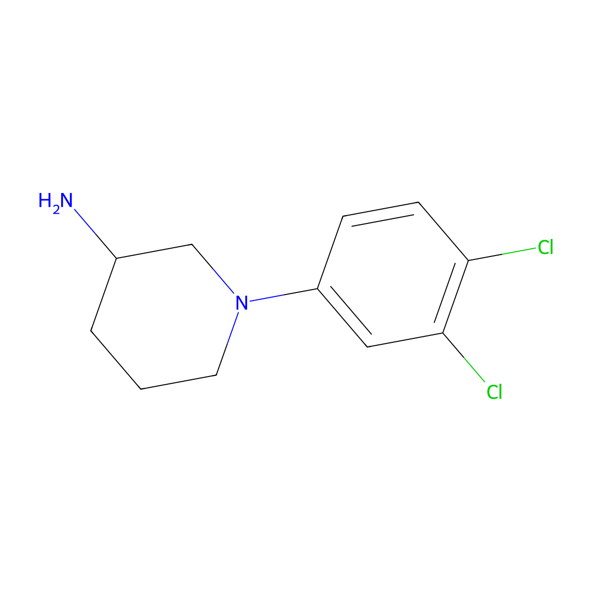 1-(3,4-Dichlorophenyl)piperidin-3-amine molecular structure, CAS 1249274-33-6