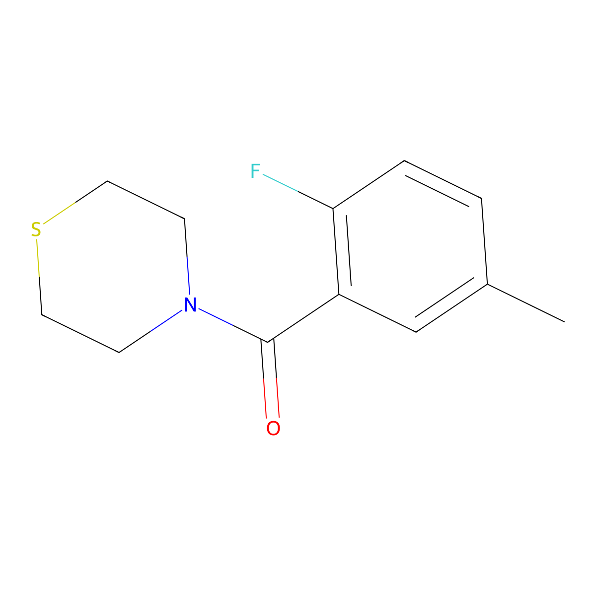 (2-Fluoro-5-methylphenyl)(thiomorpholino)methanone molecular structure, CAS 1249275-55-5