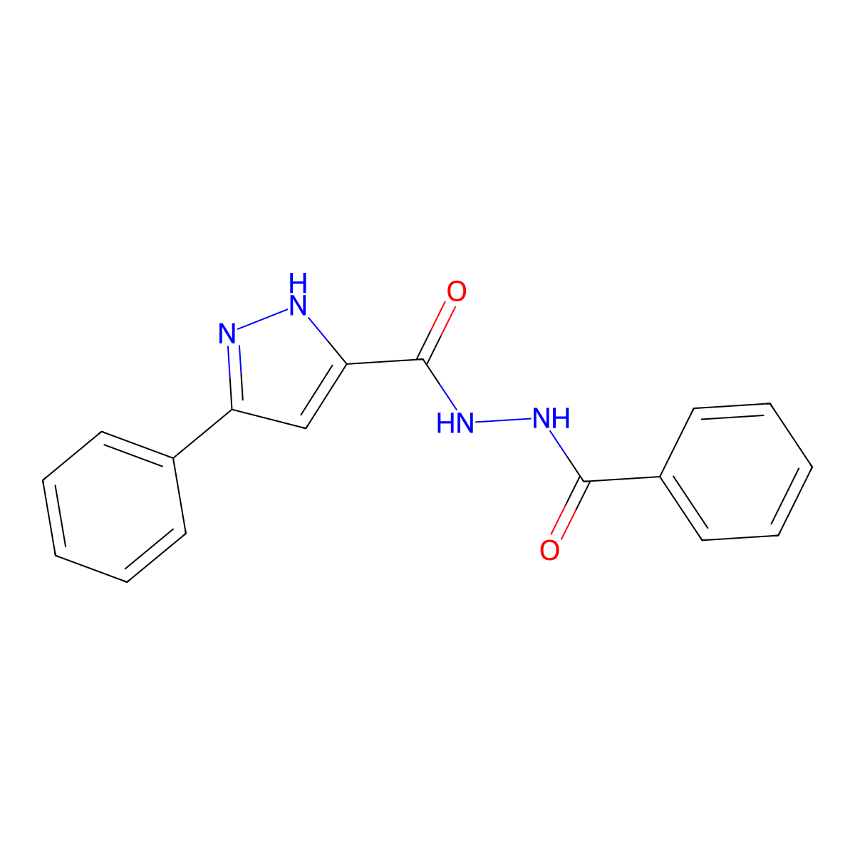 N'-benzoyl-3-phenyl-1H-pyrazole-5-carbohydrazide molecular structure, CAS 124928-37-6