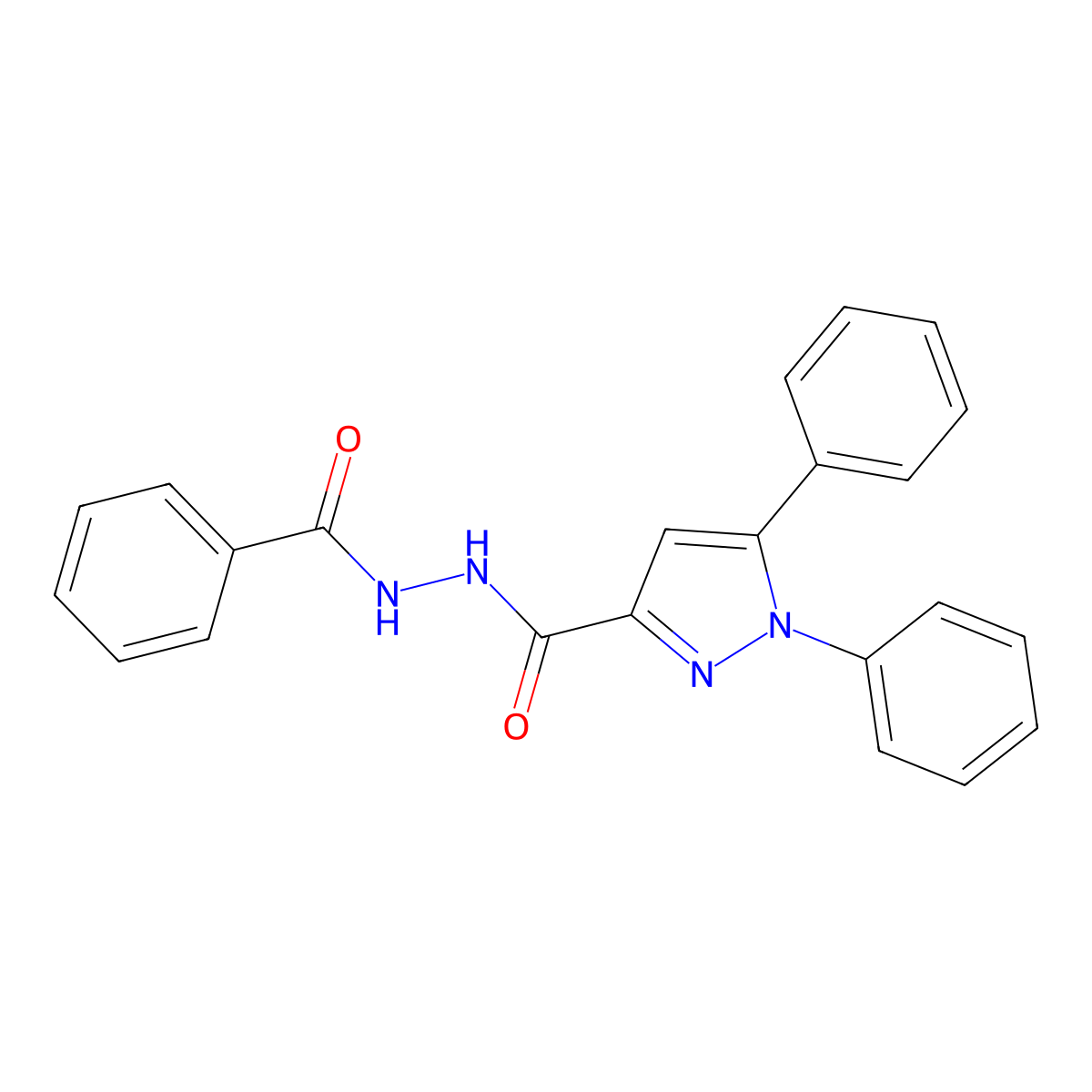 N'-benzoyl-1,5-diphenylpyrazole-3-carbohydrazide molecular structure, CAS 124928-39-8