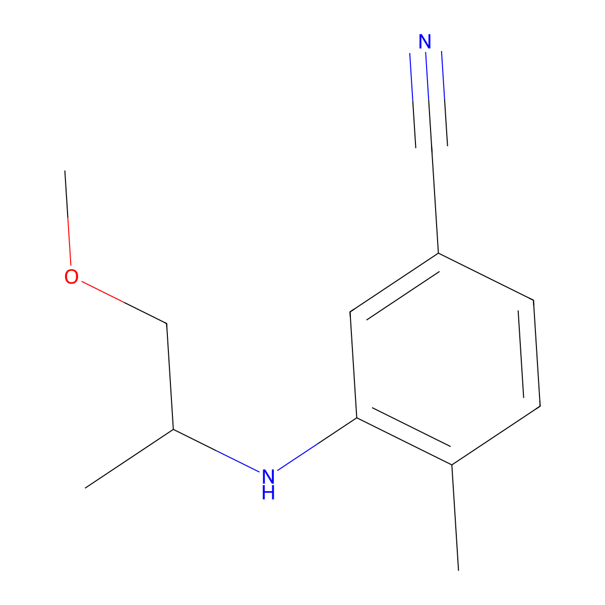 3-[(1-Methoxypropan-2-yl)amino]-4-methylbenzonitrile molecular structure, CAS 1249283-88-2