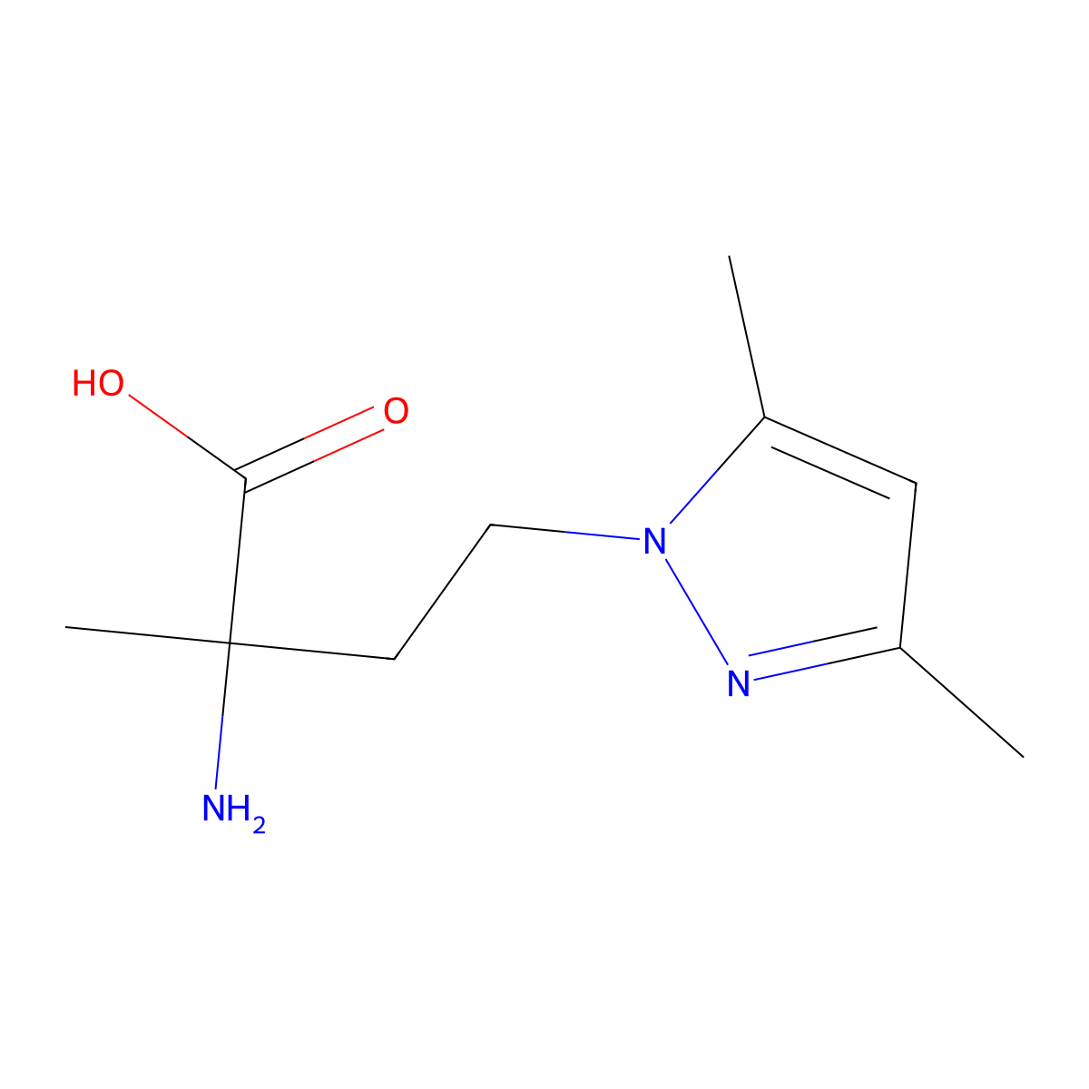 2-Amino-4-(3,5-dimethyl-1h-pyrazol-1-yl)-2-methylbutanoic acid molecular structure, CAS 1249285-47-9