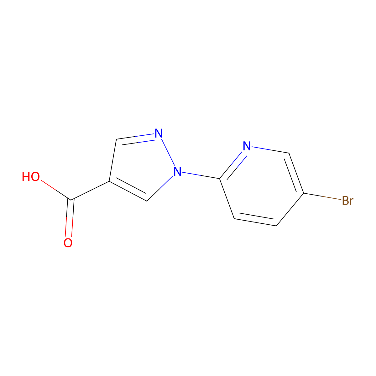 1-(5-bromopyridin-2-yl)-1H-pyrazole-4-carboxylic acid molecular structure, CAS 1249288-99-0