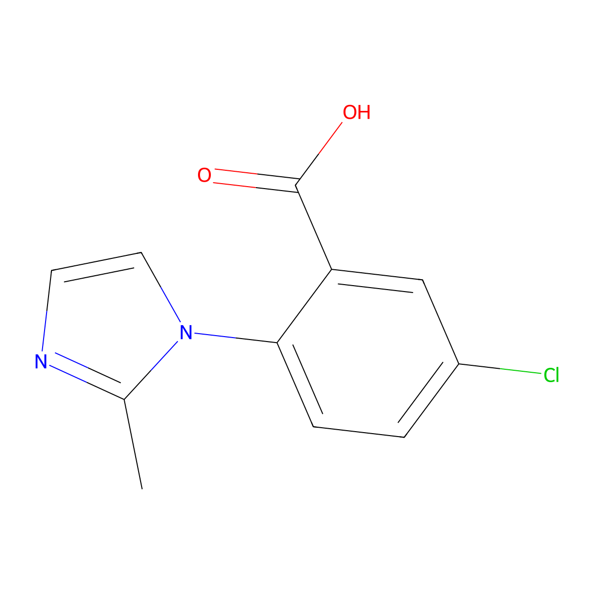 5-chloro-2-(2-methyl-1H-imidazol-1-yl)benzoic acid molecular structure, CAS 1249290-29-6