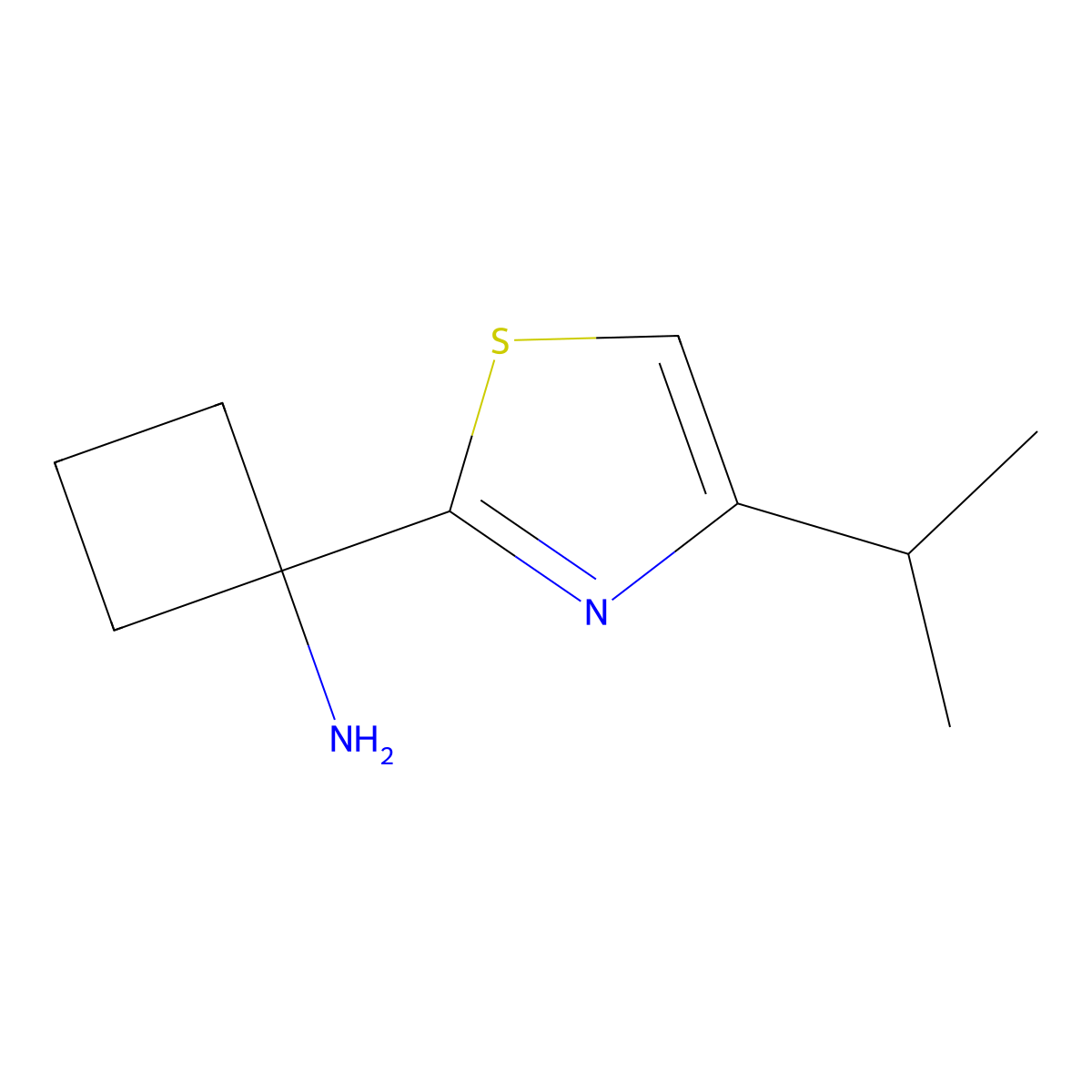 1-[4-(Propan-2-YL)-1,3-thiazol-2-YL]cyclobutan-1-amine molecular structure, CAS 1249293-02-4