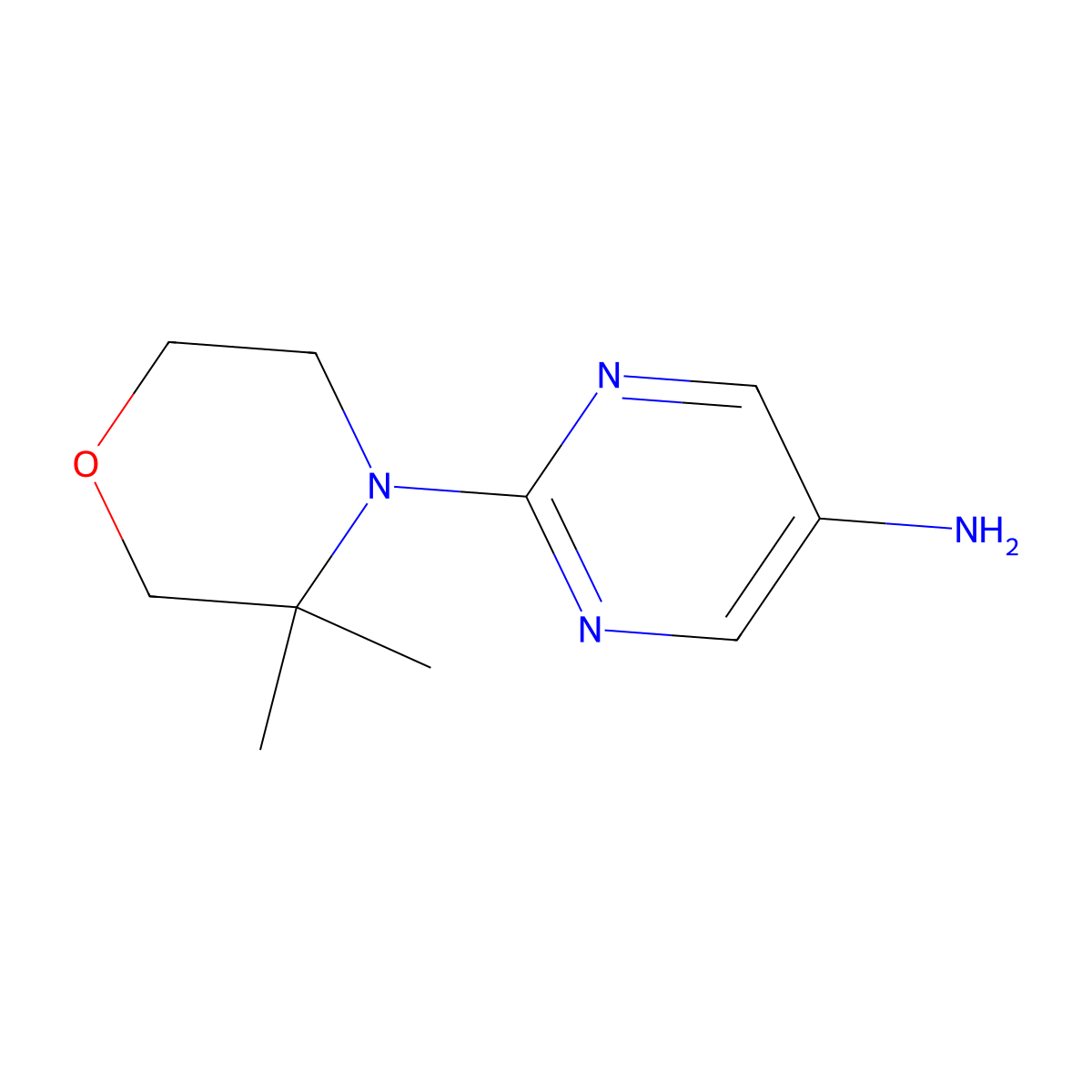 2-(3,3-Dimethylmorpholin-4-yl)pyrimidin-5-amine molecular structure, CAS 1249293-72-8