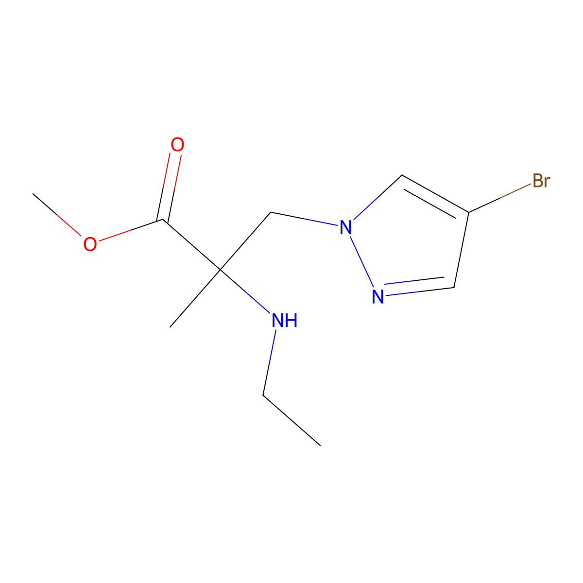 Methyl 3-(4-bromo-1h-pyrazol-1-yl)-2-(ethylamino)-2-methylpropanoate molecular structure, CAS 1249295-42-8