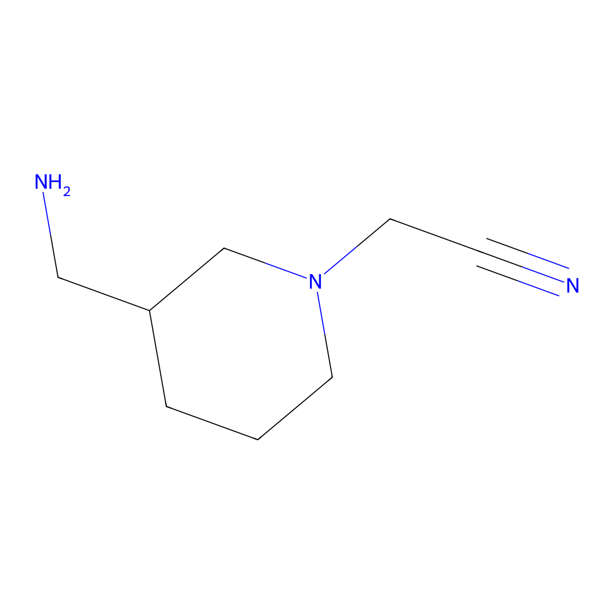 2-[3-(Aminomethyl)piperidin-1-yl]acetonitrile molecular structure, CAS 1249297-22-0