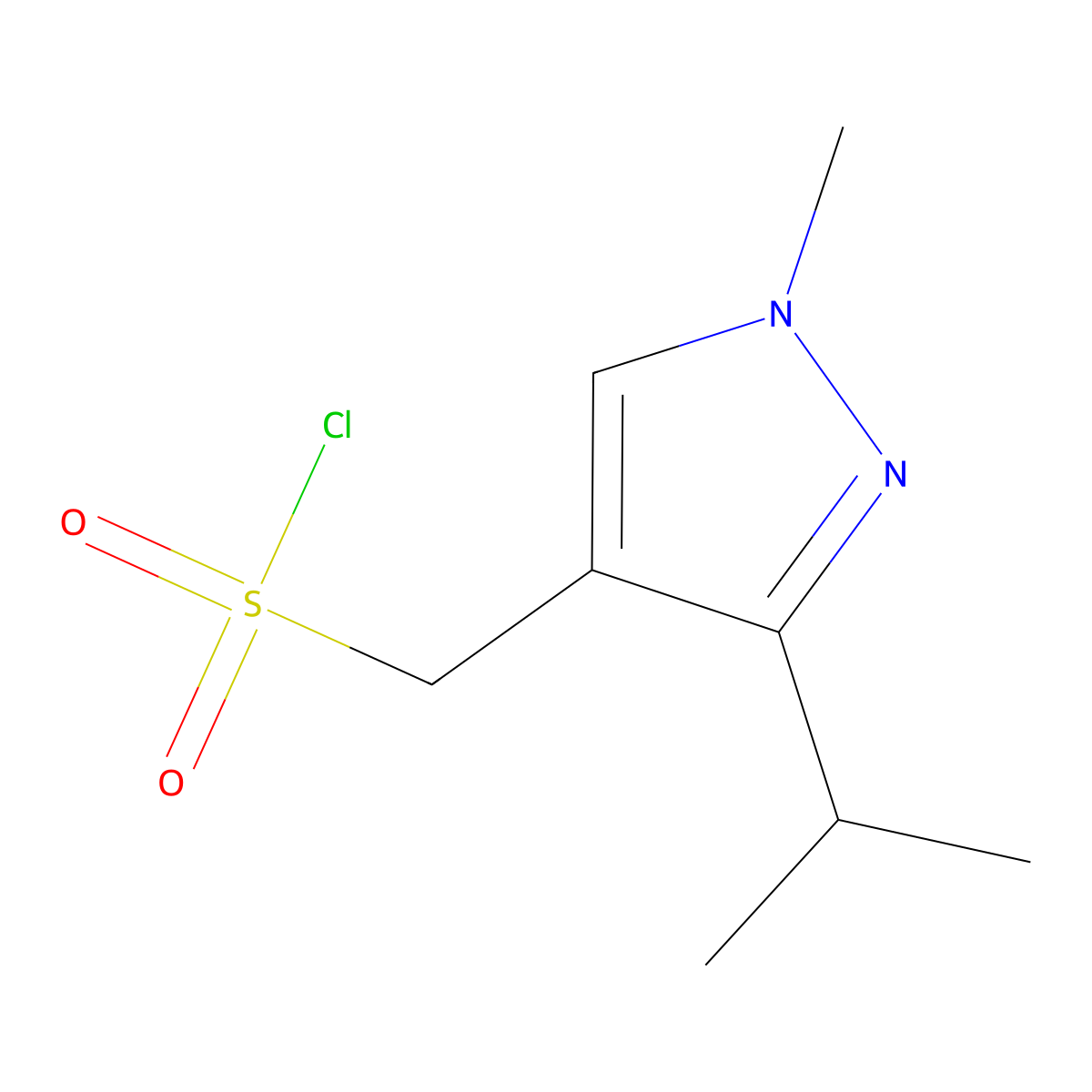 [1-Methyl-3-(propan-2-yl)-1H-pyrazol-4-yl]methanesulfonyl chloride molecular structure, CAS 1249297-37-7