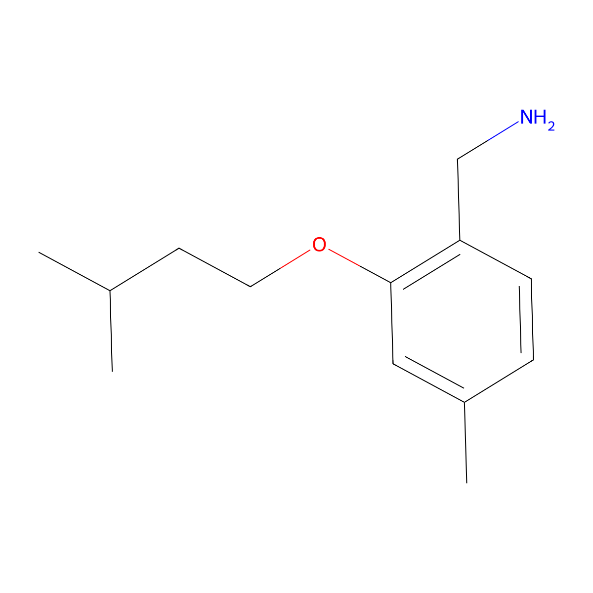 (4-Methyl-2-(3-methylbutoxy)phenyl)methanamine molecular structure, CAS 1249299-60-2