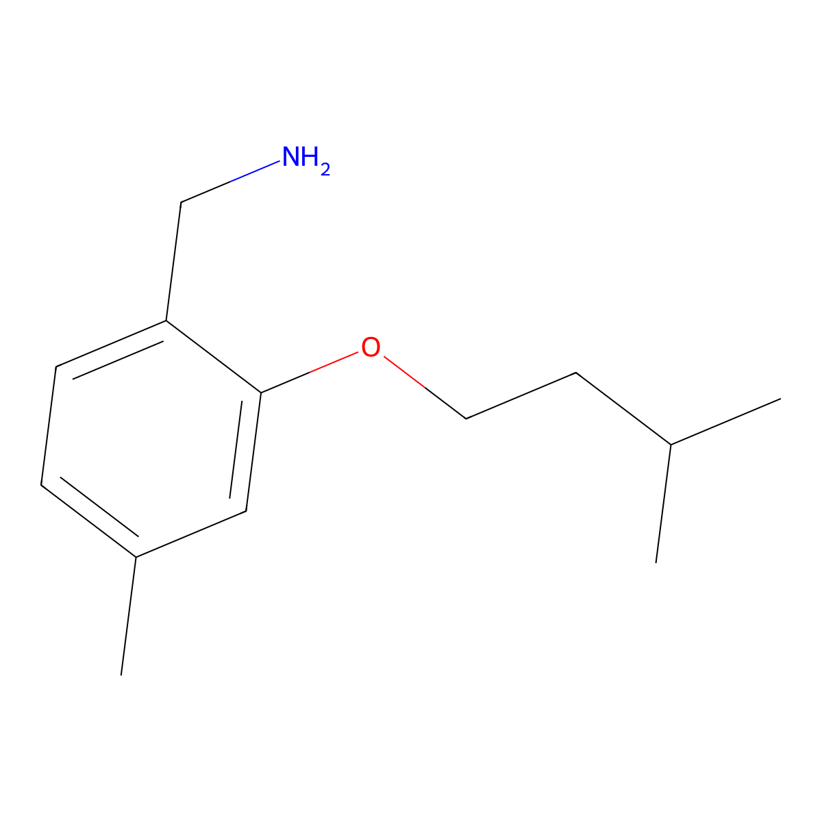 (4-Methyl-2-(3-methylbutoxy)phenyl)methanamine molecular structure, CAS 1249299-60-2