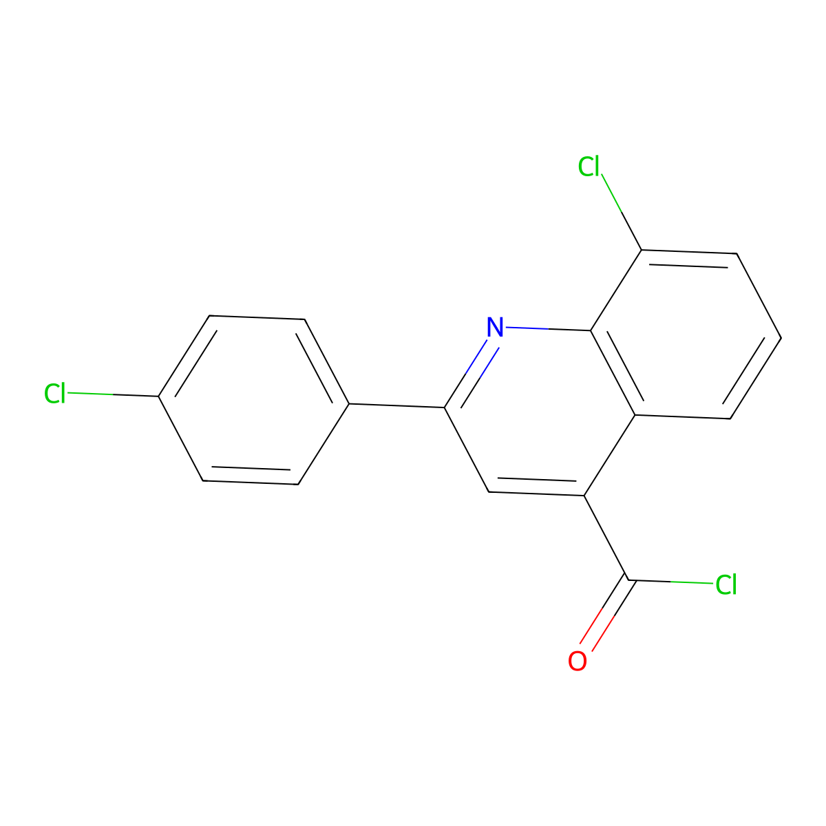 8-Chloro-2-(4-chlorophenyl)quinoline-4-carbonyl chloride molecular structure, CAS 124930-94-5