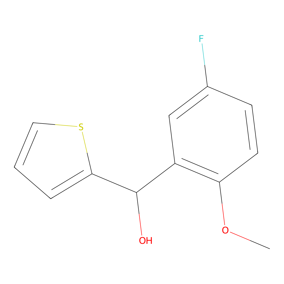 3-Fluoro-6-methoxyphenyl-(2-thienyl)methanol molecular structure, CAS 1249300-32-0