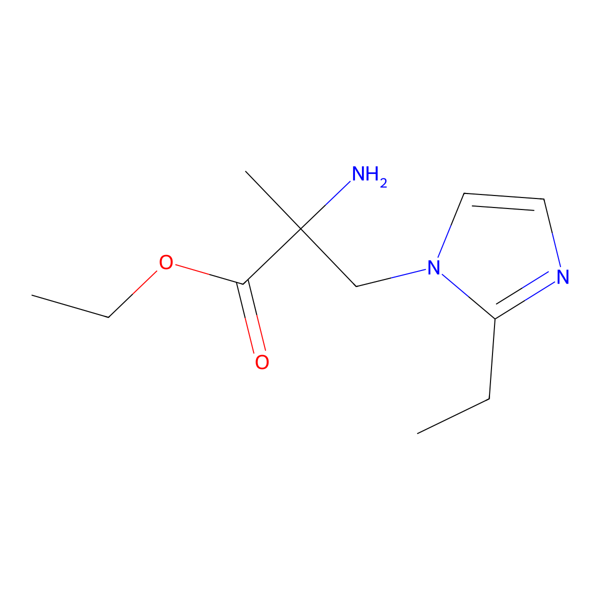 Ethyl 2-amino-3-(2-ethyl-1h-imidazol-1-yl)-2-methylpropanoate molecular structure, CAS 1249304-81-1