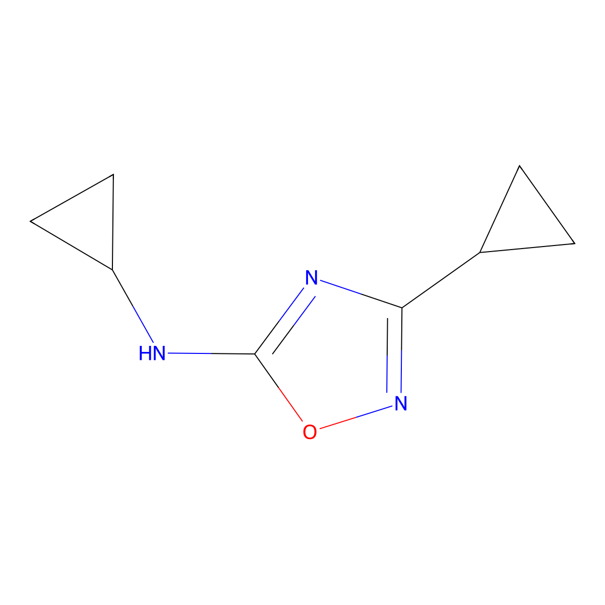 N,3-dicyclopropyl-1,2,4-oxadiazol-5-amine molecular structure, CAS 1249308-26-6