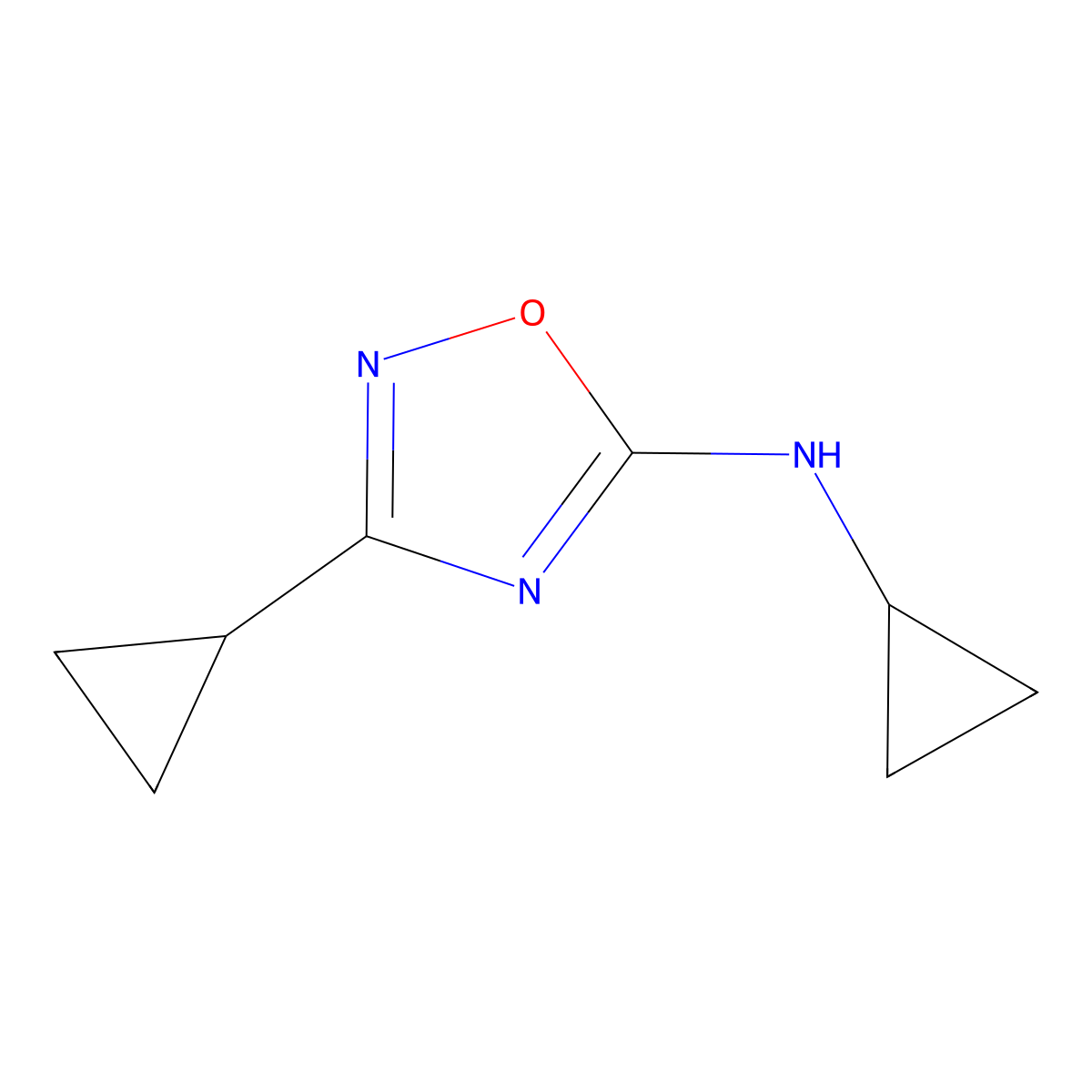 N,3-dicyclopropyl-1,2,4-oxadiazol-5-amine molecular structure, CAS 1249308-26-6