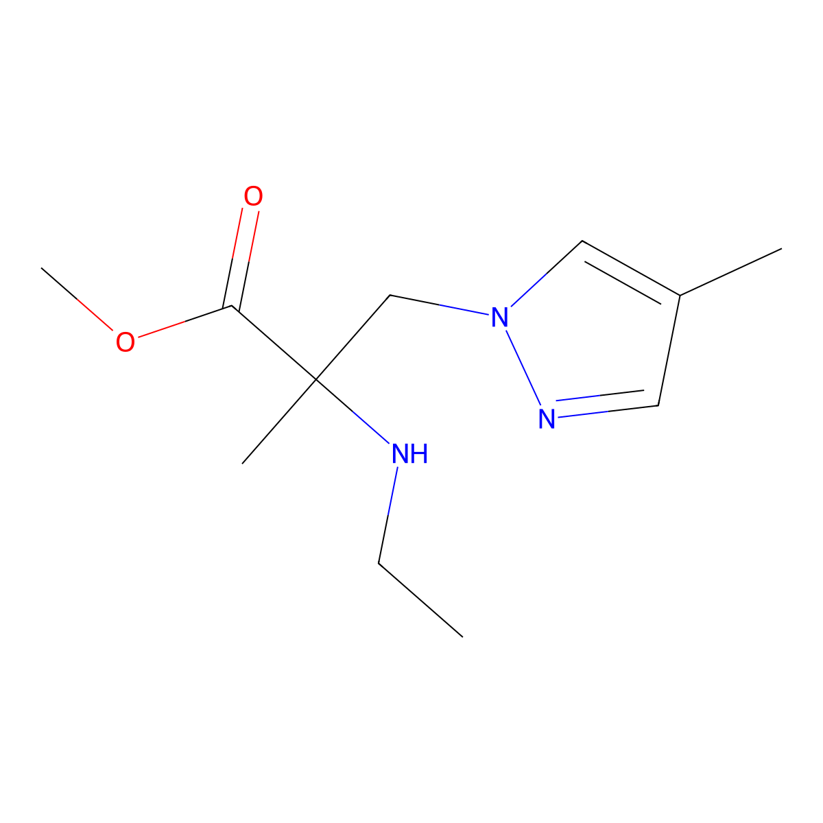 Methyl 2-(ethylamino)-2-methyl-3-(4-methyl-1h-pyrazol-1-yl)propanoate molecular structure, CAS 1249308-27-7