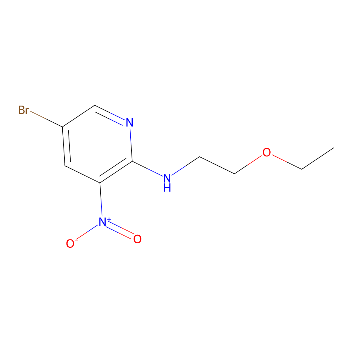 5-bromo-N-(2-ethoxyethyl)-3-nitro-2-pyridinamine molecular structure, CAS 1249309-23-6
