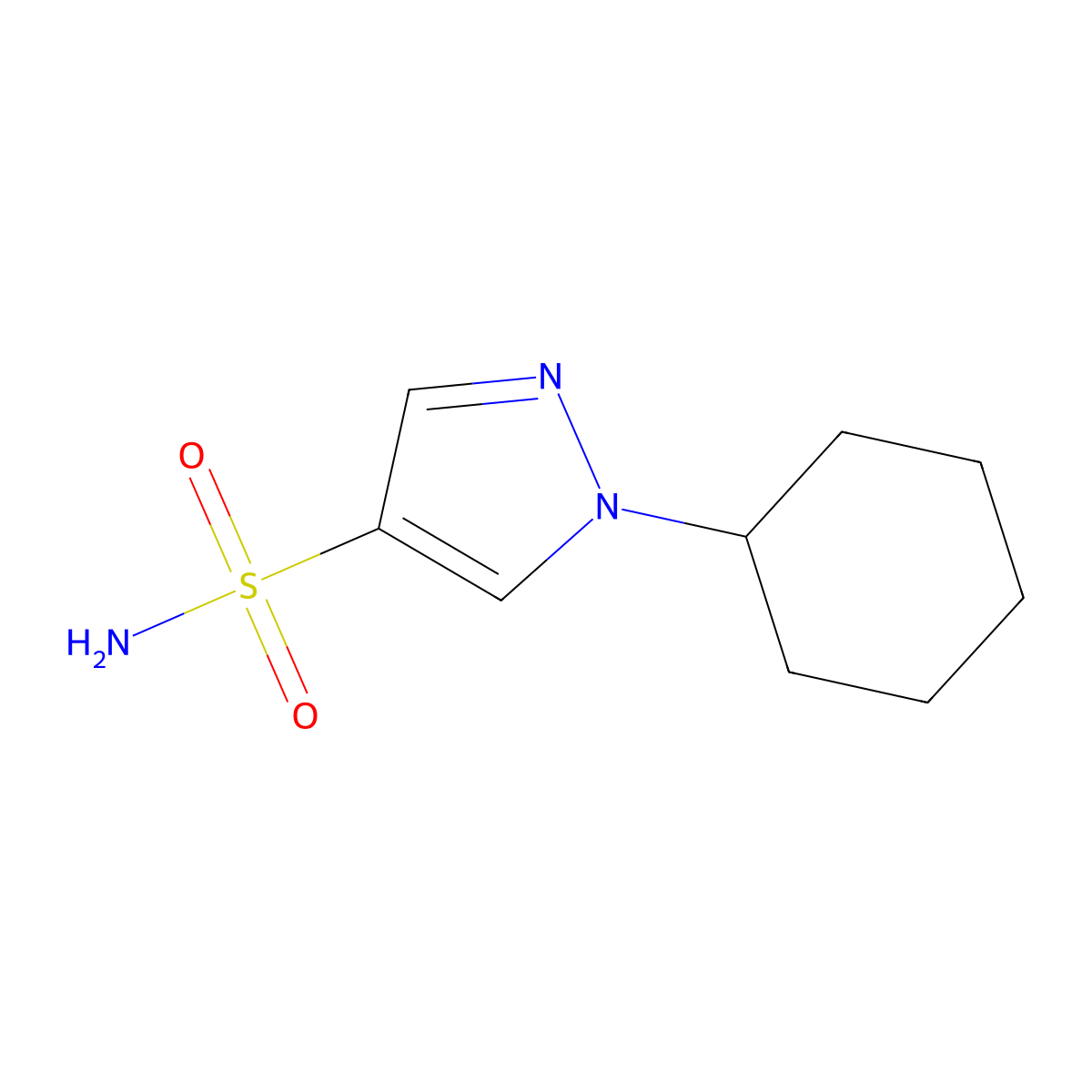 1-cyclohexyl-1H-pyrazole-4-sulfonamide molecular structure, CAS 1249309-55-4