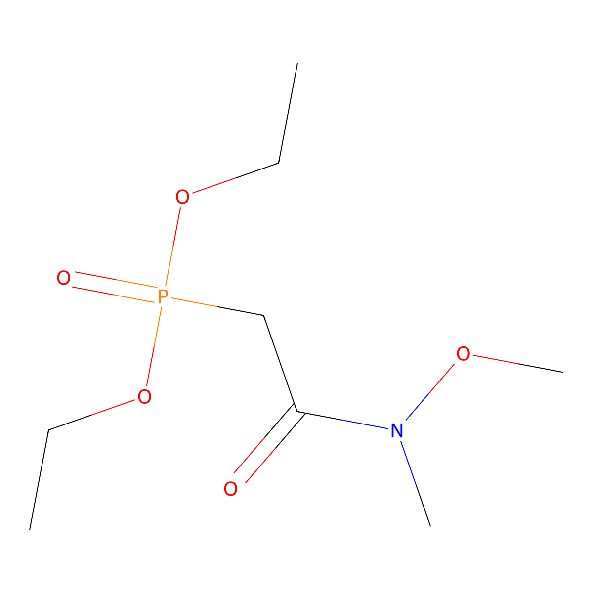 Diethyl (N-methoxy-N-methylcarbamoylmethyl)phosphonate molecular structure, CAS 124931-12-0