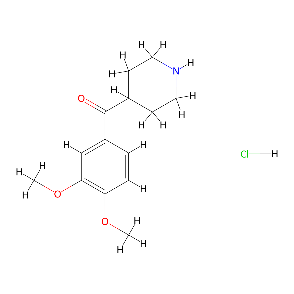 4-(3,4-Dimethoxybenzoyl)piperidine hydrochloride molecular structure, CAS 124931-48-2
