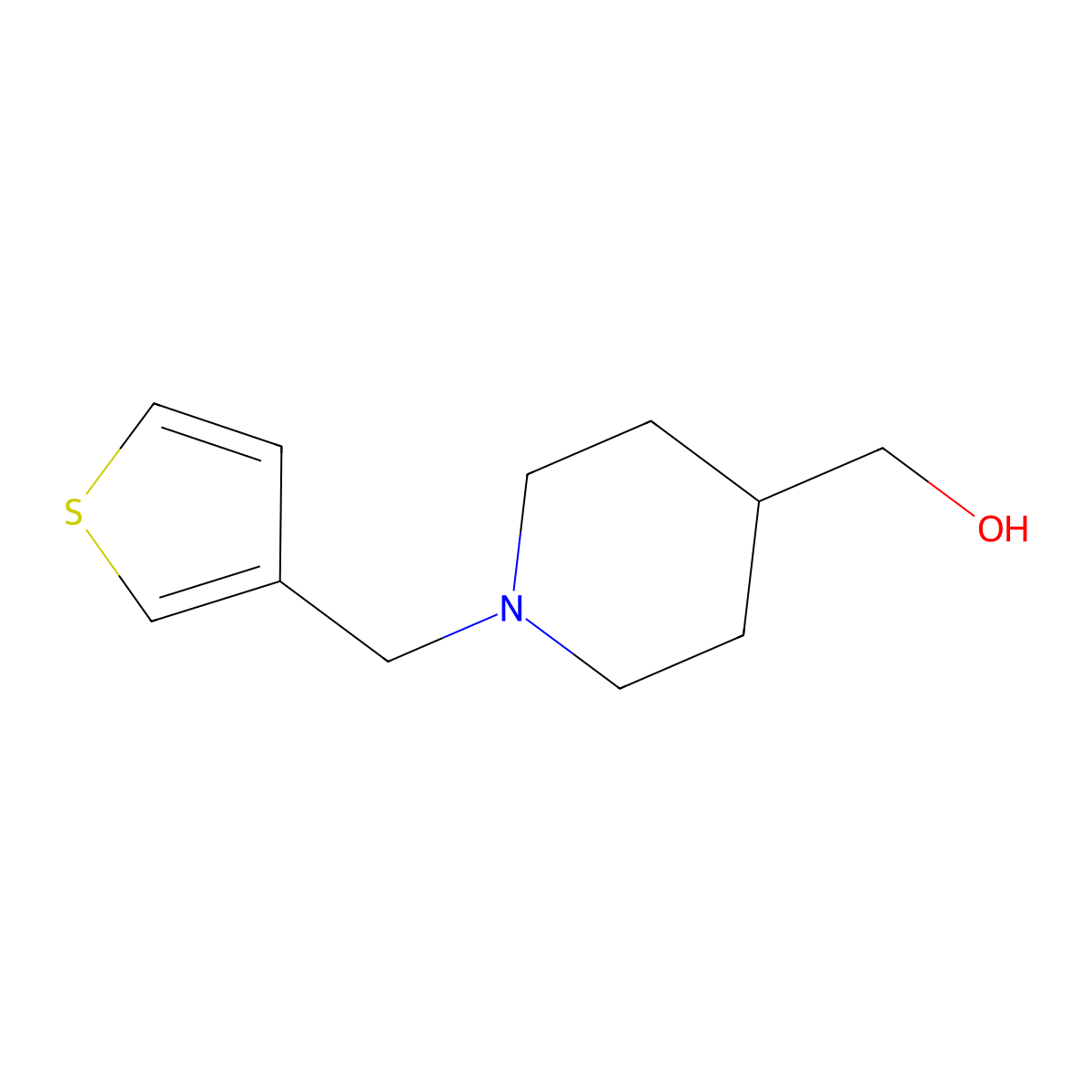 {1-[(Thiophen-3-yl)methyl]piperidin-4-yl}methanol molecular structure, CAS 1249314-74-6