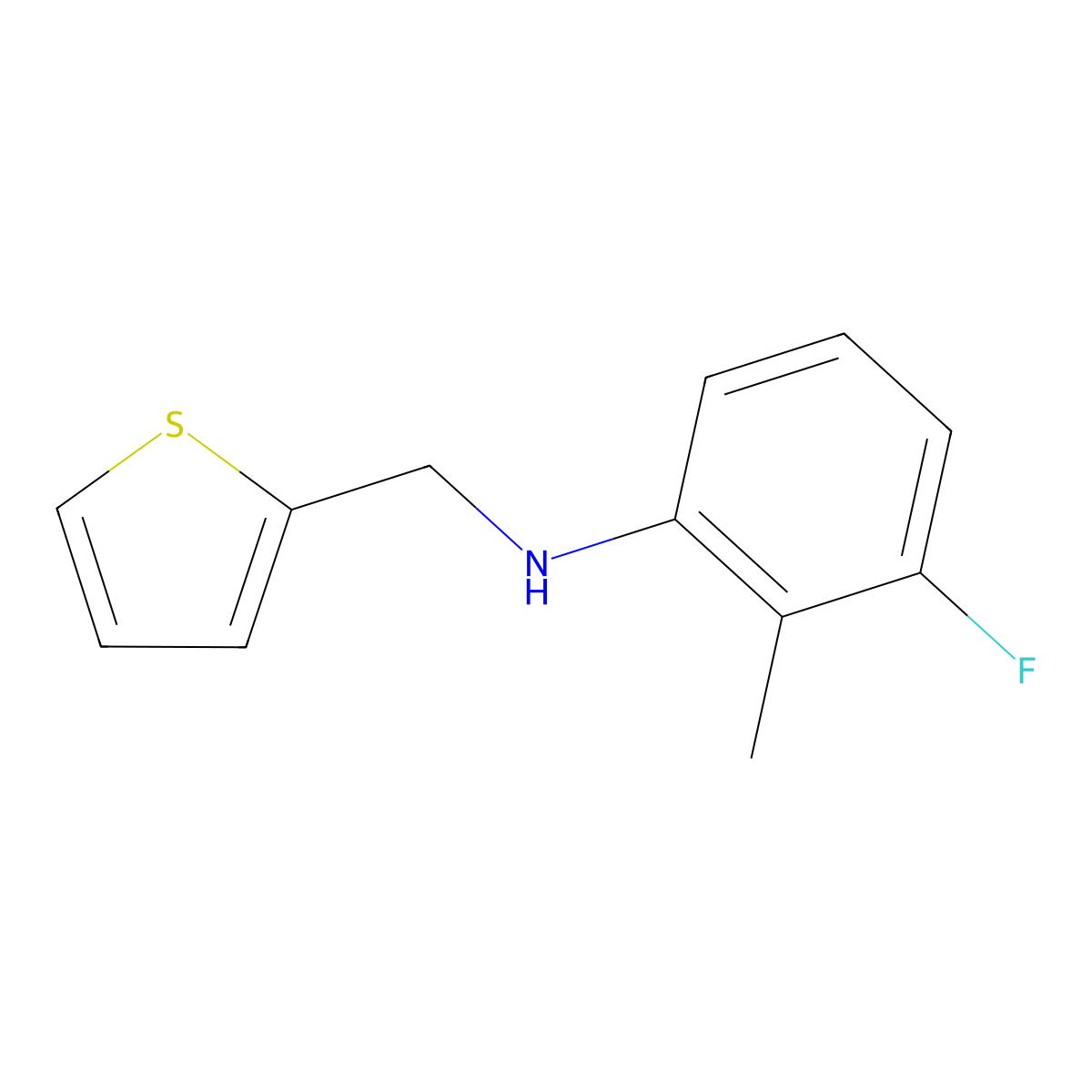 3-fluoro-2-methyl-N-[(thiophen-2-yl)methyl]aniline molecular structure, CAS 1249317-47-2