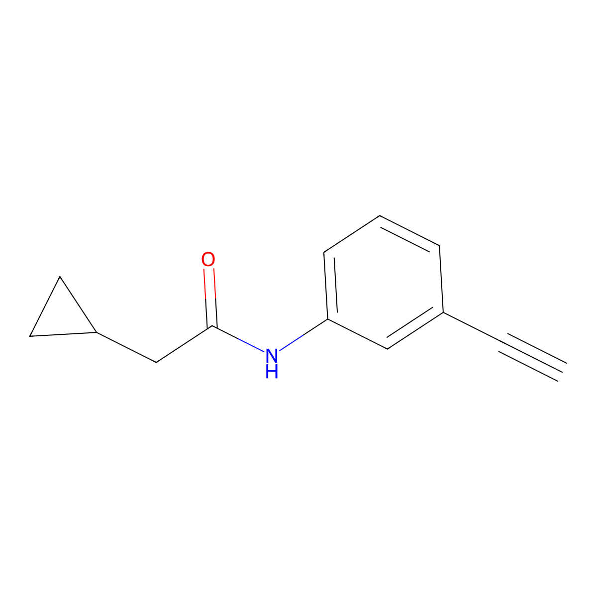 2-cyclopropyl-N-(3-ethynylphenyl)acetamide molecular structure, CAS 1249318-84-0