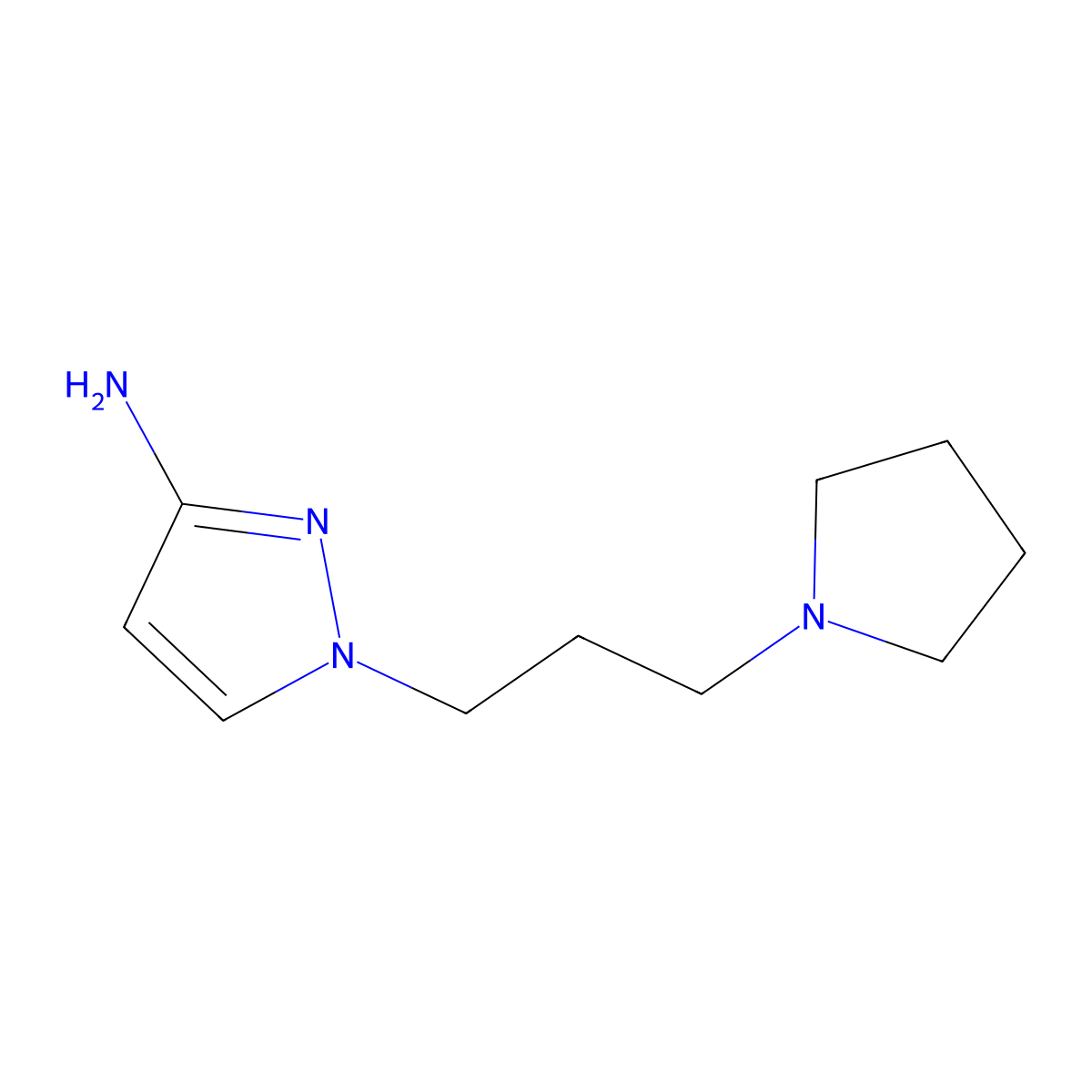 1-[3-(pyrrolidin-1-yl)propyl]-1H-pyrazol-3-amine molecular structure, CAS 1249320-61-3