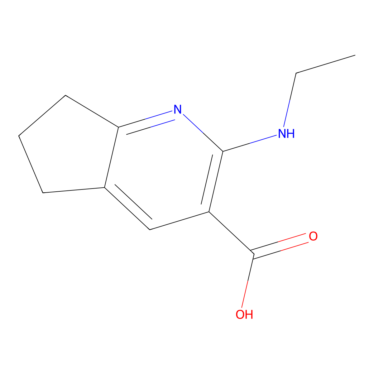 2-(ethylamino)-5H,6H,7H-cyclopenta[b]pyridine-3-carboxylic acid molecular structure, CAS 1249320-63-5
