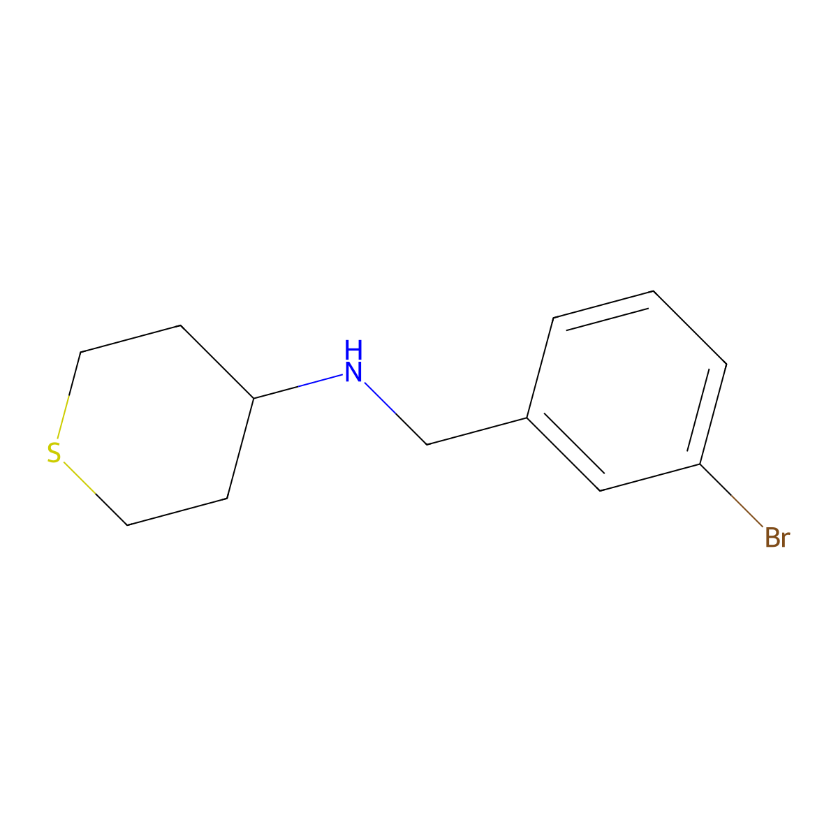 N-[(3-bromophenyl)methyl]thian-4-amine molecular structure, CAS 1249323-49-6