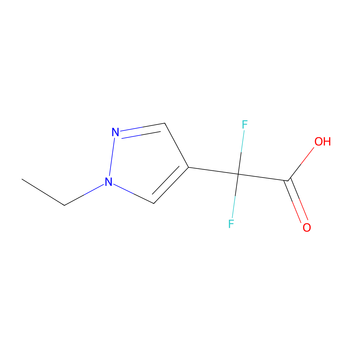 2-(1-ethyl-1H-pyrazol-4-yl)-2,2-difluoroacetic acid molecular structure, CAS 1249324-44-4