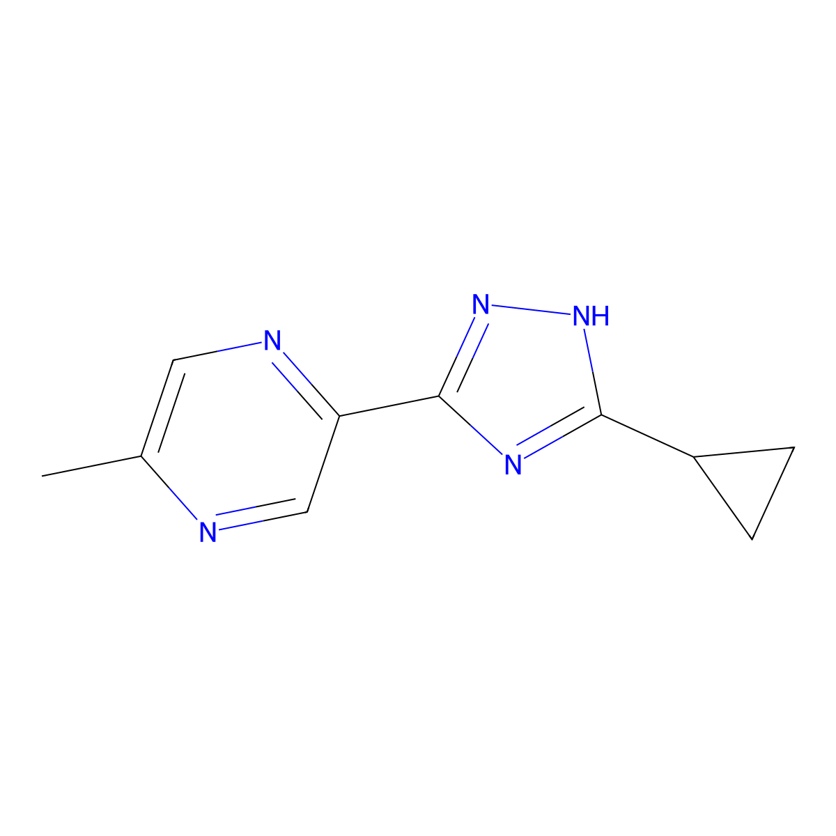 2-(3-cyclopropyl-1H-1,2,4-triazol-5-yl)-5-methylpyrazine molecular structure, CAS 1249325-61-8