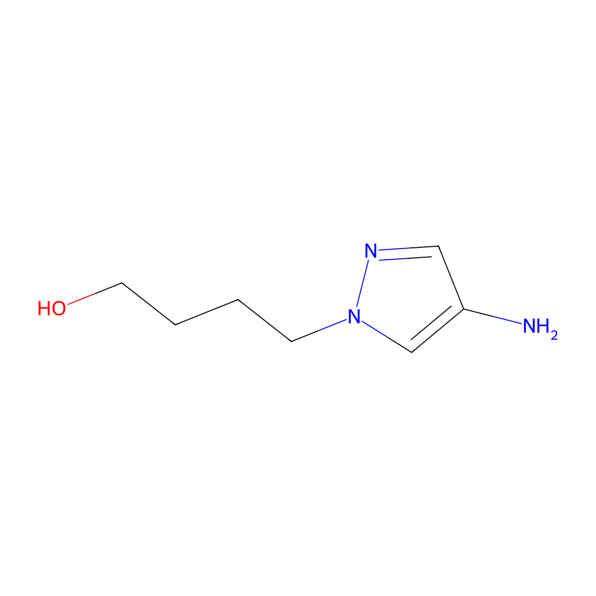 4-(4-amino-1H-pyrazol-1-yl)butan-1-ol molecular structure, CAS 1249326-10-0