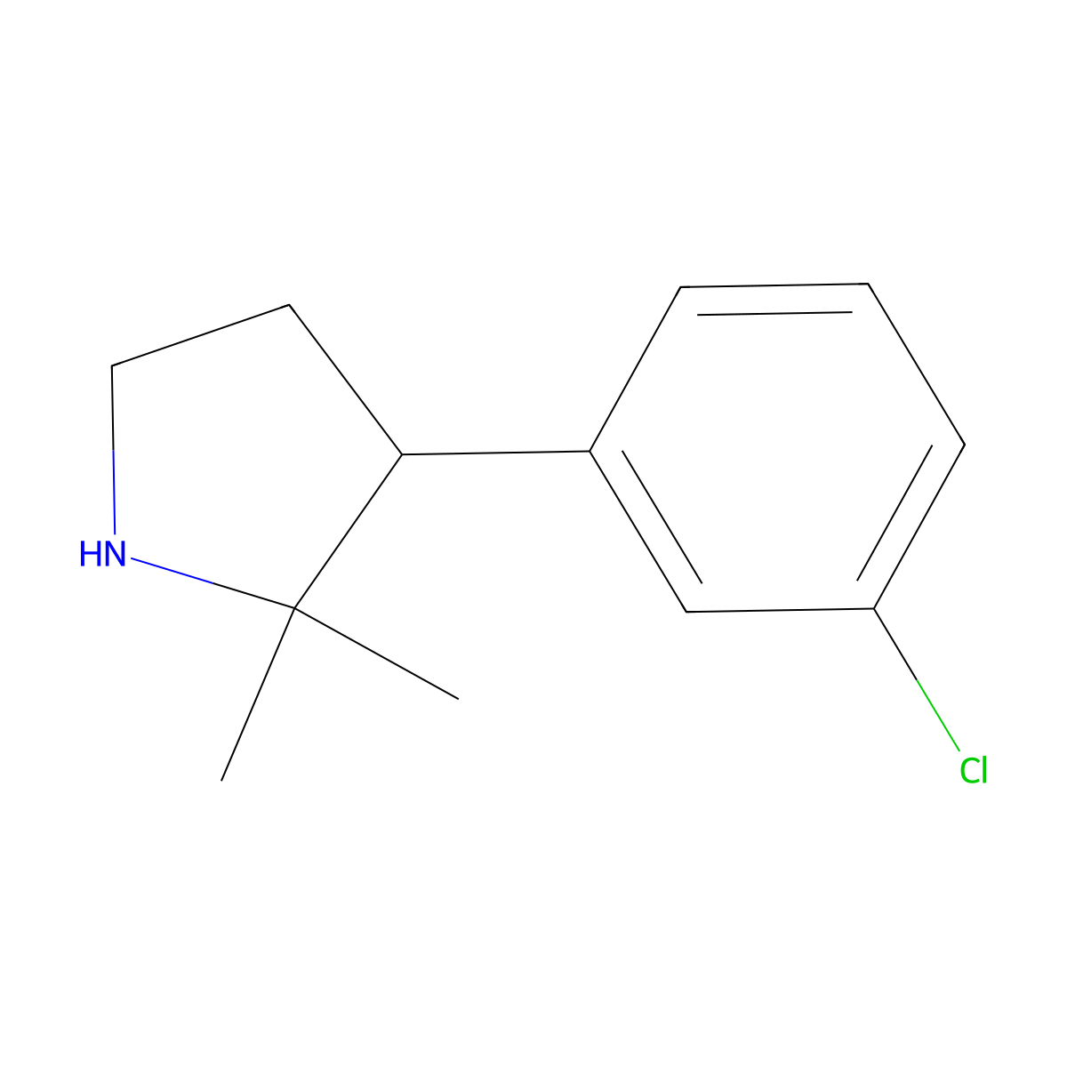 3-(3-Chlorophenyl)-2,2-dimethylpyrrolidine molecular structure, CAS 1249327-23-8